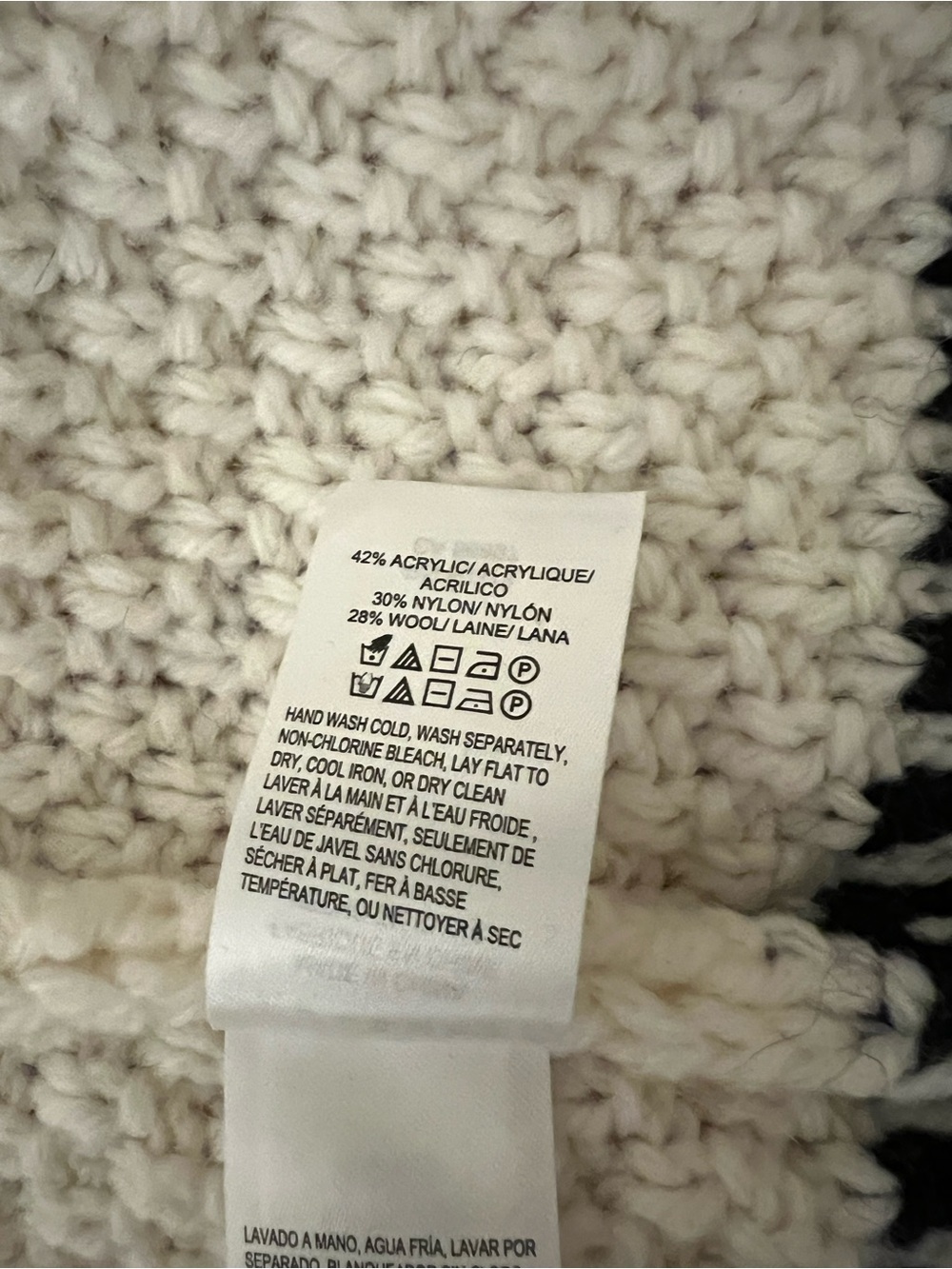 Lucky Brand Chunky Knit Long Cardigan Black Cream Size Large - Picture 11 of 12
